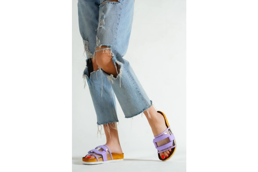Shoecide Lux Kadın Lila Tokalı Tek Bant Terlik&sandalet 005