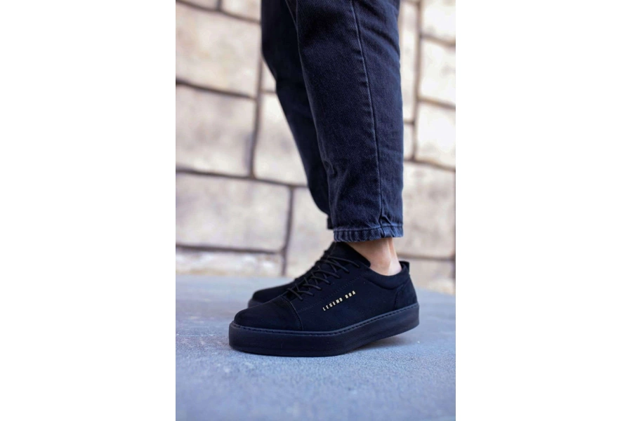 Shoecide Bbo0104 Bağcıklı  Nubuk Siyah Spor Klasik Erkek Ayakkabı