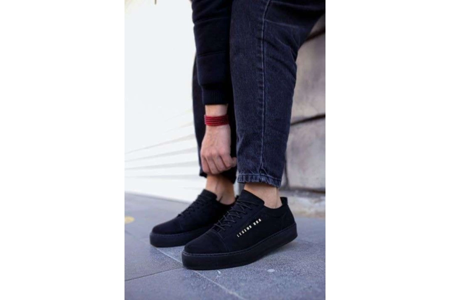 Shoecide Bbo0104 Bağcıklı  Nubuk Siyah Spor Klasik Erkek Ayakkabı