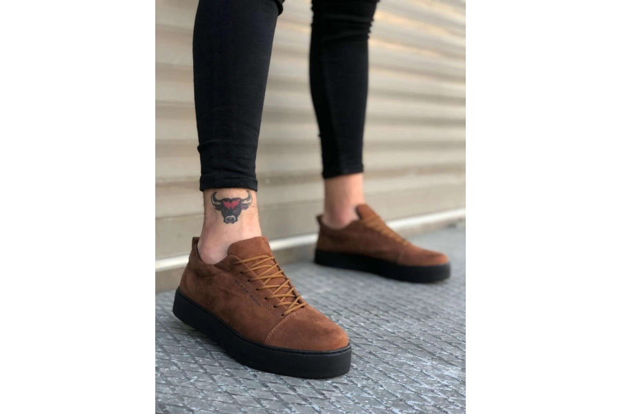 Shoecide Bbo0104 Bağcıklı Taba Süet Siyah Taban Spor Klasik Erkek Ayakkabı