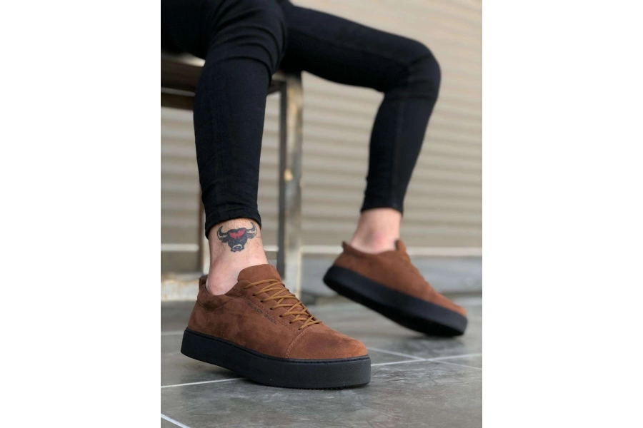 Shoecide Bbo0104 Bağcıklı Taba Süet Siyah Taban Spor Klasik Erkek Ayakkabı