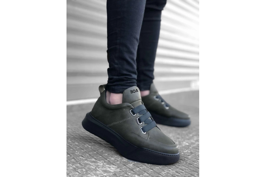 Shoecide Bbo0160 Bantlı Erkek Yüksek Taban Haki Spor Ayakkabı
