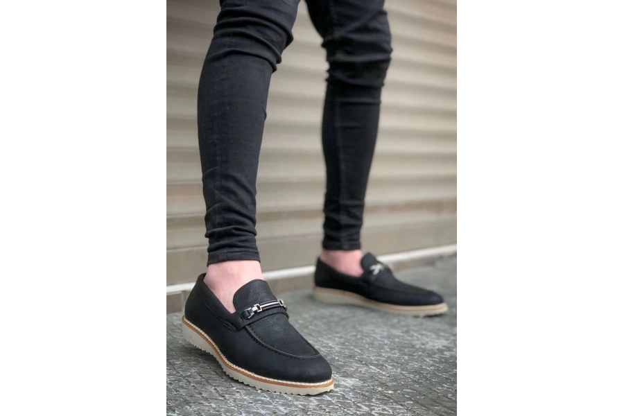 Shoecide Bbo0198 Klasik Nubuk Siyah Casual Erkek Ayakkabı