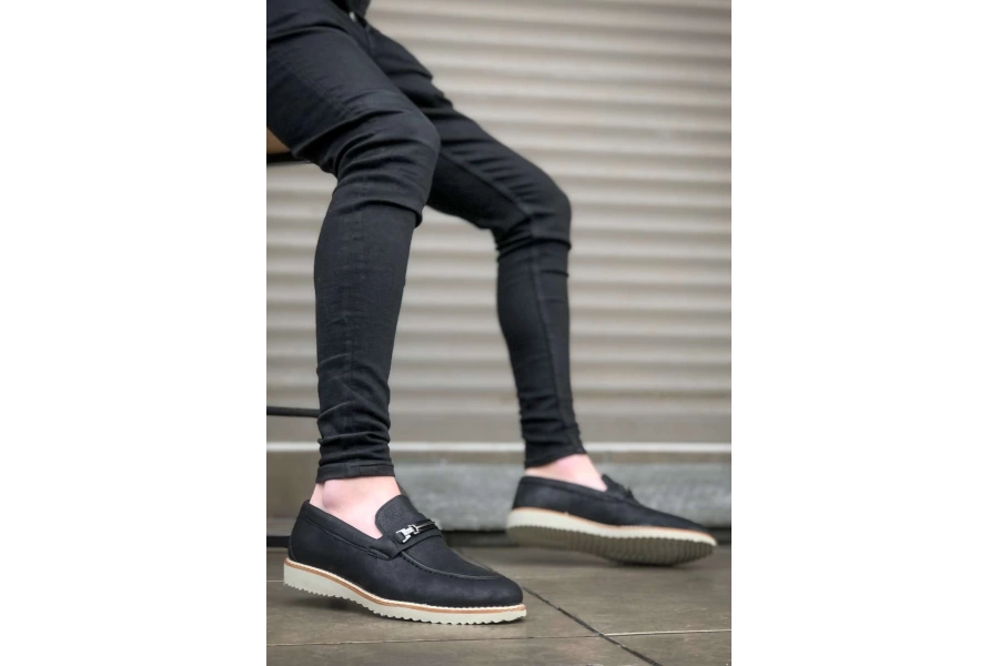 Shoecide Bbo0198 Klasik Nubuk Siyah Casual Erkek Ayakkabı