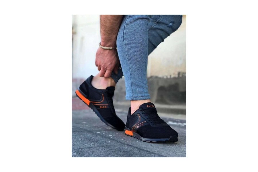 Shoecide Wg014 Siyah Turuncu Erkek Spor Ayakkabı