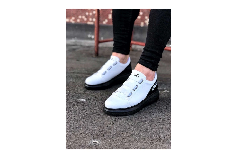Shoecide Wg029 3 Bant Legend Beyaz Kömür Kalın Taban Casual Erkek Ayakkabı