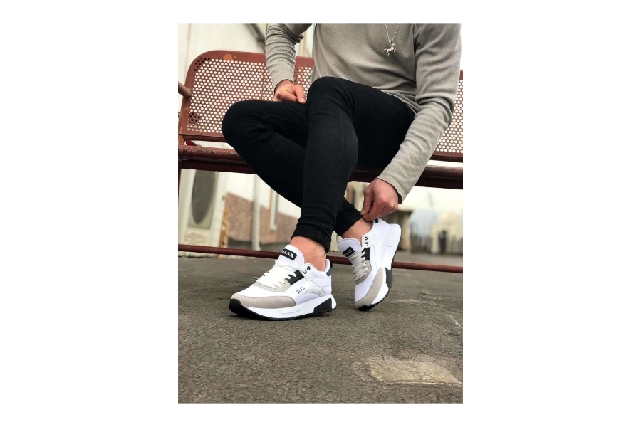 Shoecide Wg204 Beyaz Siyah Erkek Spor Ayakkabı