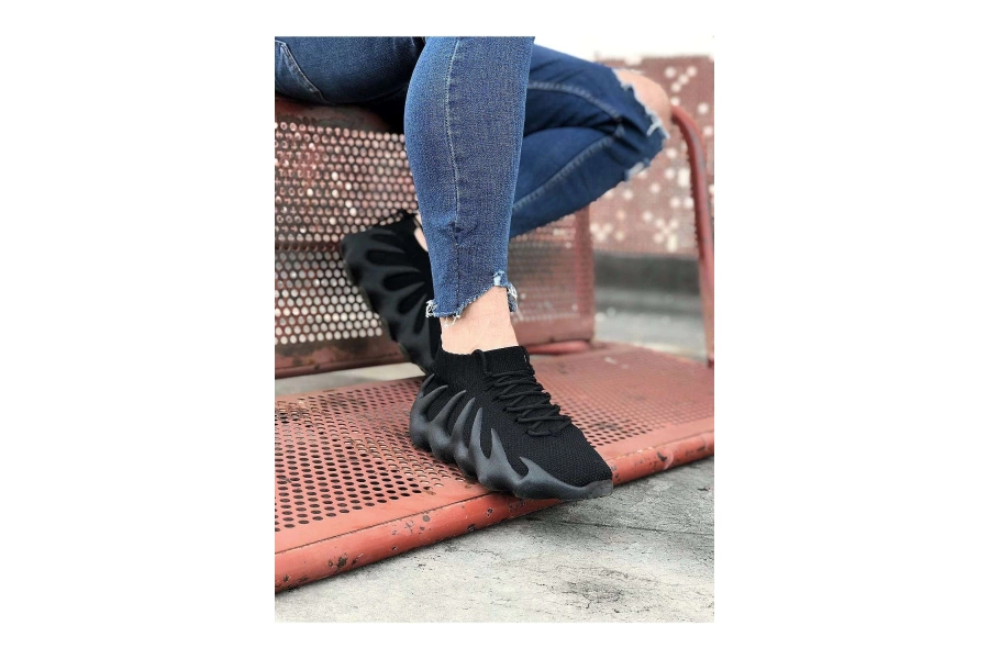 Shoecide Wg300 Siyah Triko Sargı Taban Casual Erkek Ayakkabı