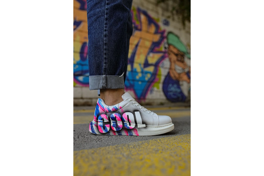 Shoecide Shch254 Cbt Pittura Erkek Ayakkabı 486 Pembe / Mavı Cool