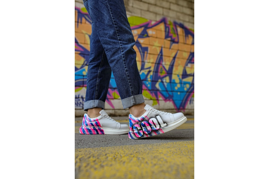 Shoecide Shch254 Cbt Pittura Erkek Ayakkabı 486 Pembe / Mavı Cool