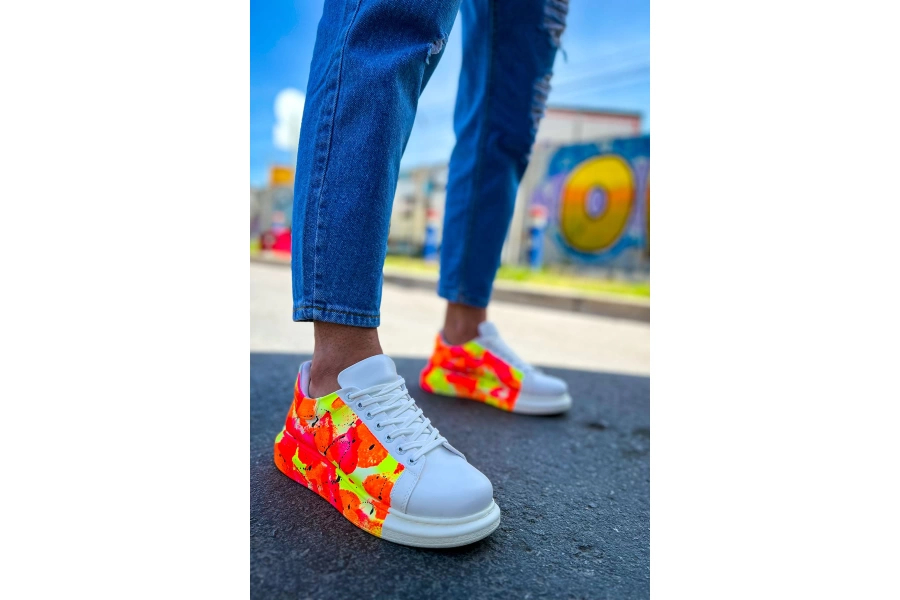 Shoecide Shch254 Cbt Pittura Erkek Ayakkabı 535 Neon Turuncu / Sıyah Yağmur