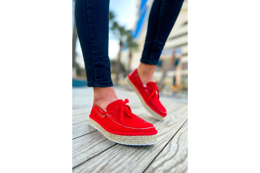 Shoecide Shch311 Espadril Erkek Ayakkabı Kırmızı