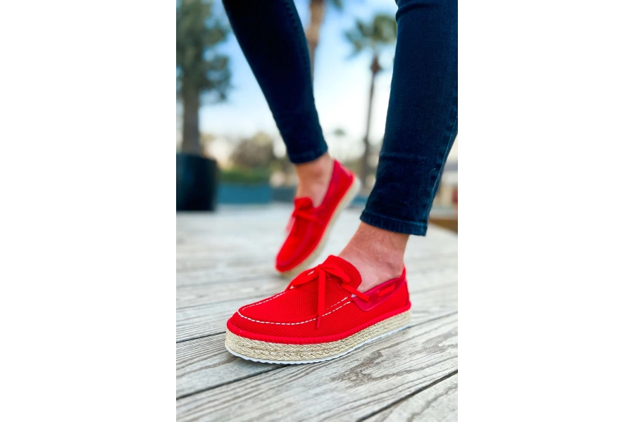 Shoecide Shch311 Espadril Erkek Ayakkabı Kırmızı