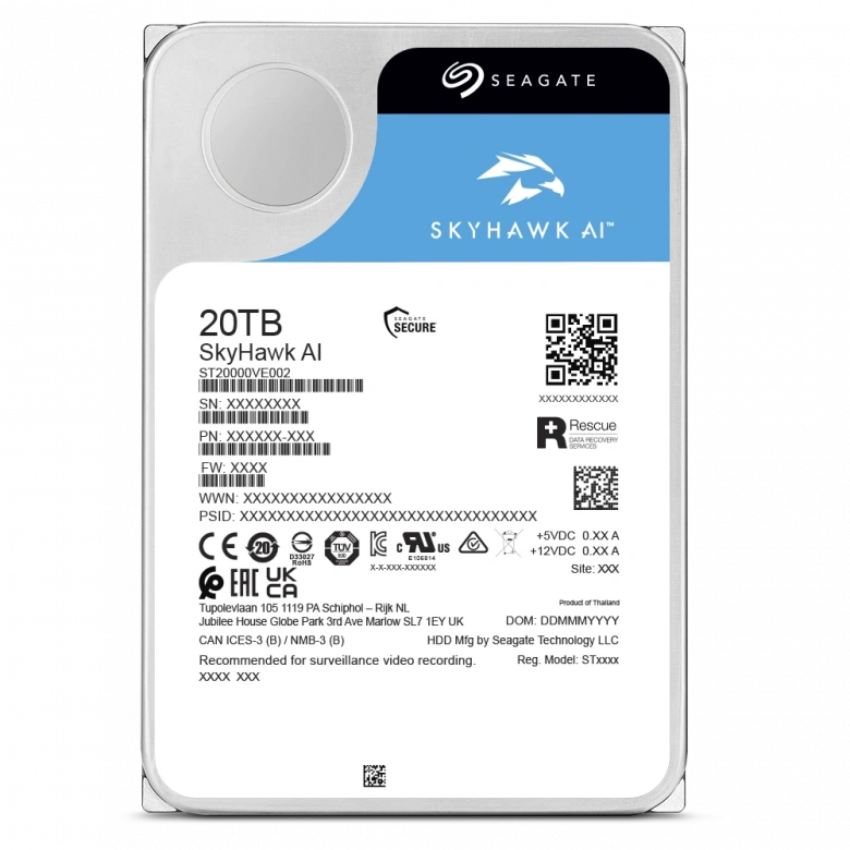 20TB SEAGATE SKYHAWK AI 7200R 256MB ST20000VE002