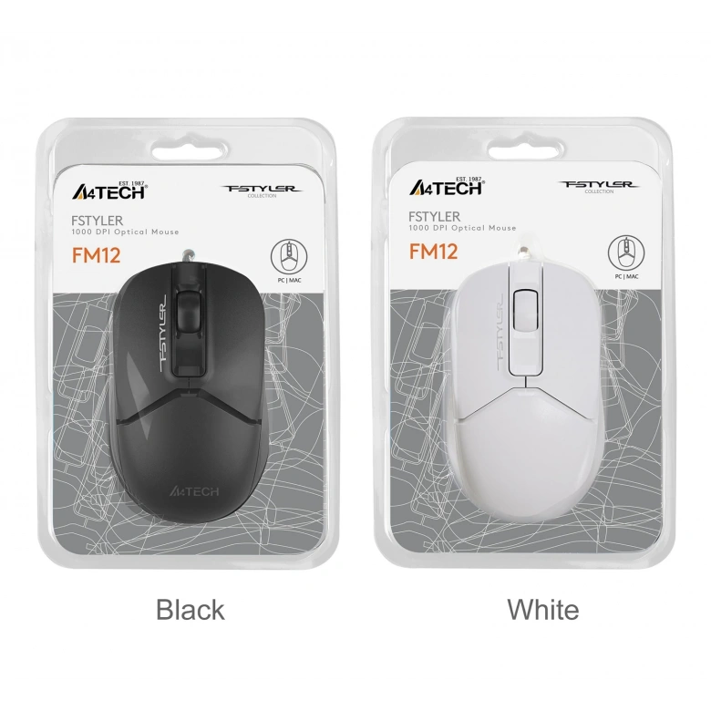A4 TECH FM12 OPTIK MOUSE USB SİYAH 1200 DPI