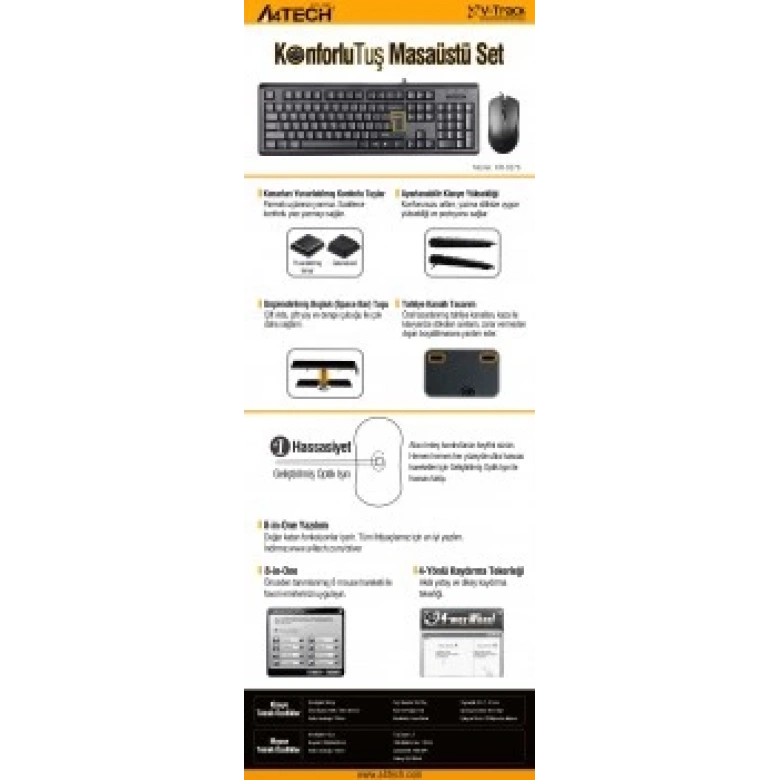 A4 TECH KR-9276 Q USB STANDART KLAVYE+OPTİK MOUSE