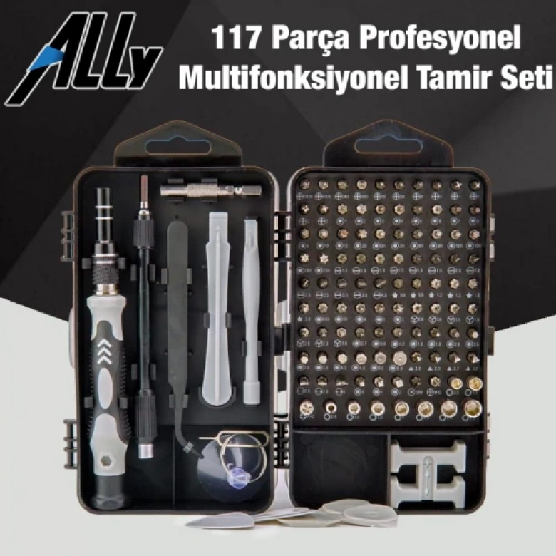 ALLY 117 Parça Profesyonel Cep Telefonu Tablet Laptop Tamir Seti Tornavida Seti