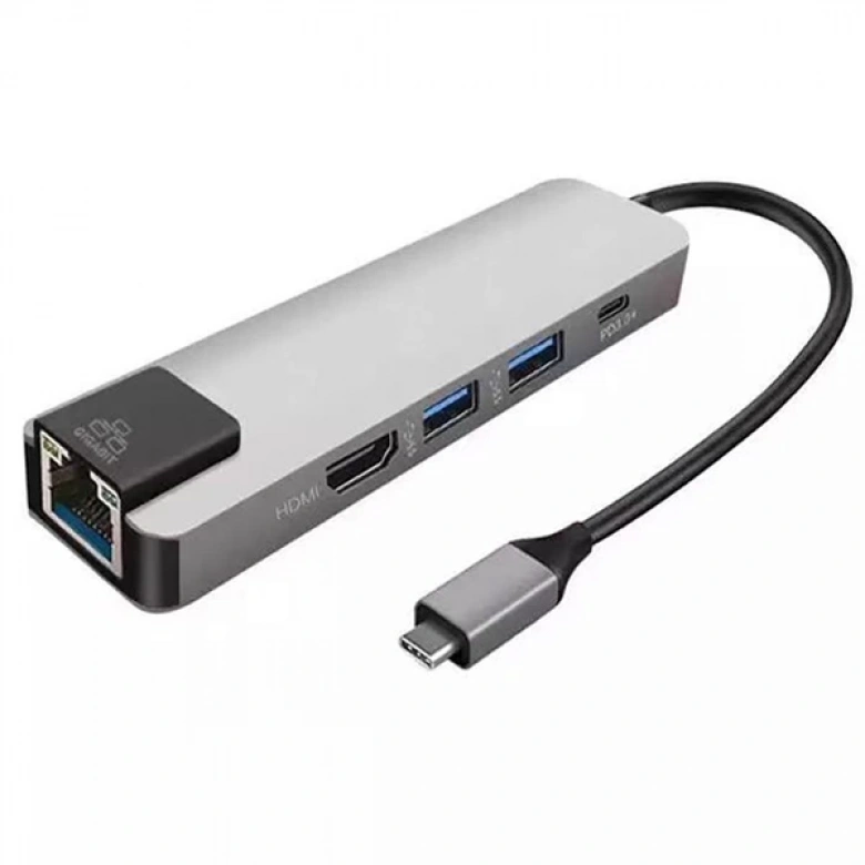 ALLY 5İN1  USB 3.1 Type C To HDMI 2xusb 3.0 RJ45 Ethernet Dönüştürücü Adaptör
