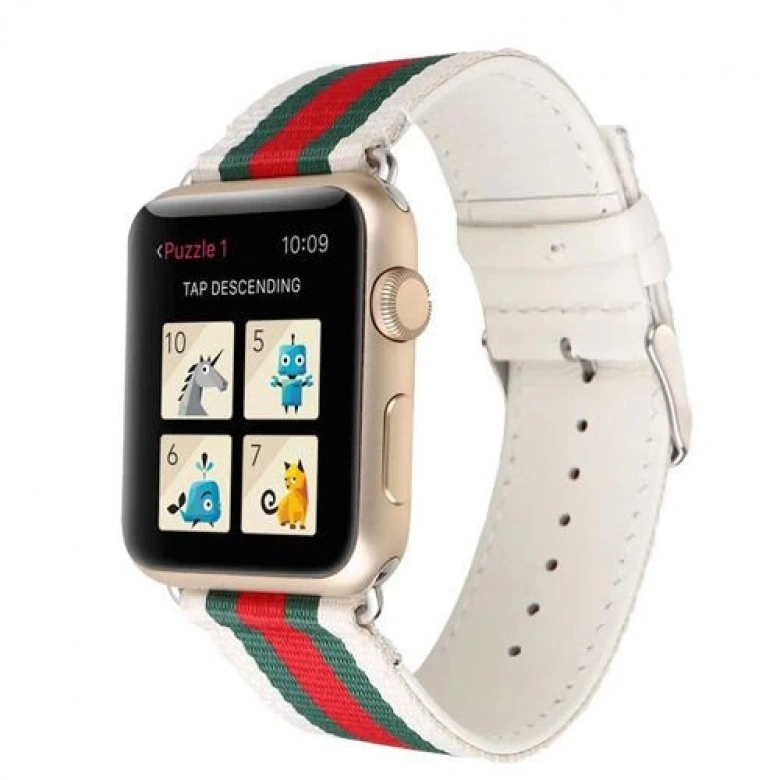 Ally Apple Watch 7-8 41mm 6-5-4 40mm Canvas Dokuma 3 Renk Kayış Kordon 3-2-1 38mm
