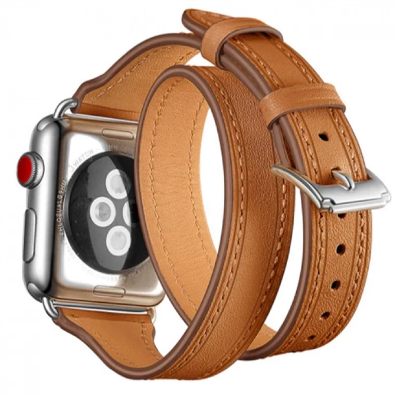 Ally Apple Watch 7-8 41mm 6-5-4 40mm Çift Tur Deri Koron Kayış 3-2-1 38mm