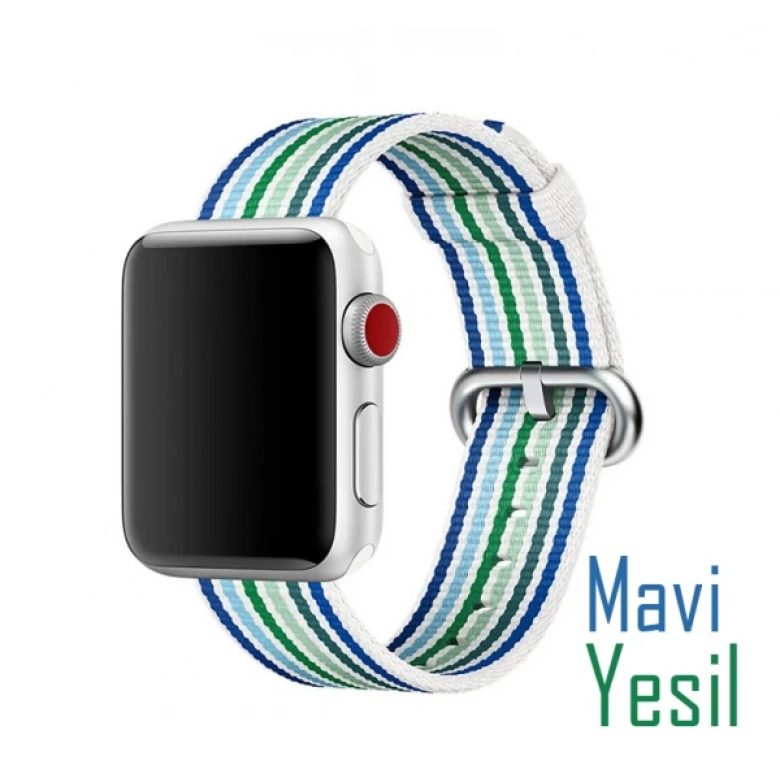 Ally Apple Watch 7-8 41mm 6-5-4 40mm Kayış Kordon Dokuma Çizgili Spor 3-2-1 38mm