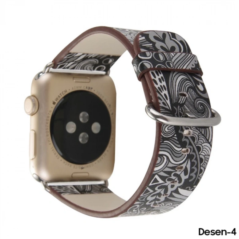 Ally Apple Watch 7-8 45mm 6-5-4 44mm Watch Ultra 49mm Döngü Desenli Pu Deri Kordon Kayış 3-2-1 42mm