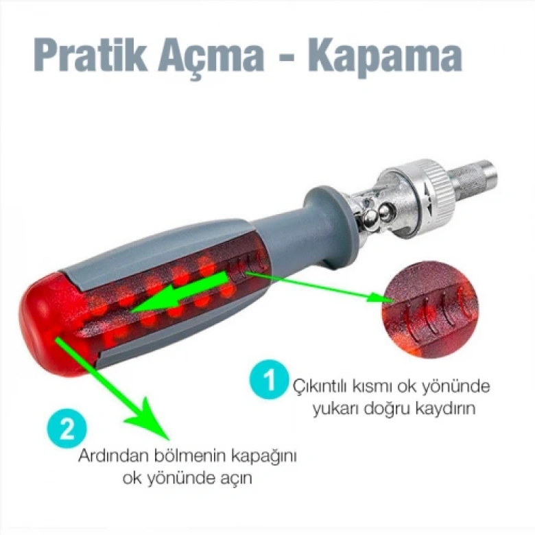 Ally FO-9005X 11 Parça Profesyonel Oynar Esnek Başlıklı Cırcır Lokma Tornavida Tamir Seti