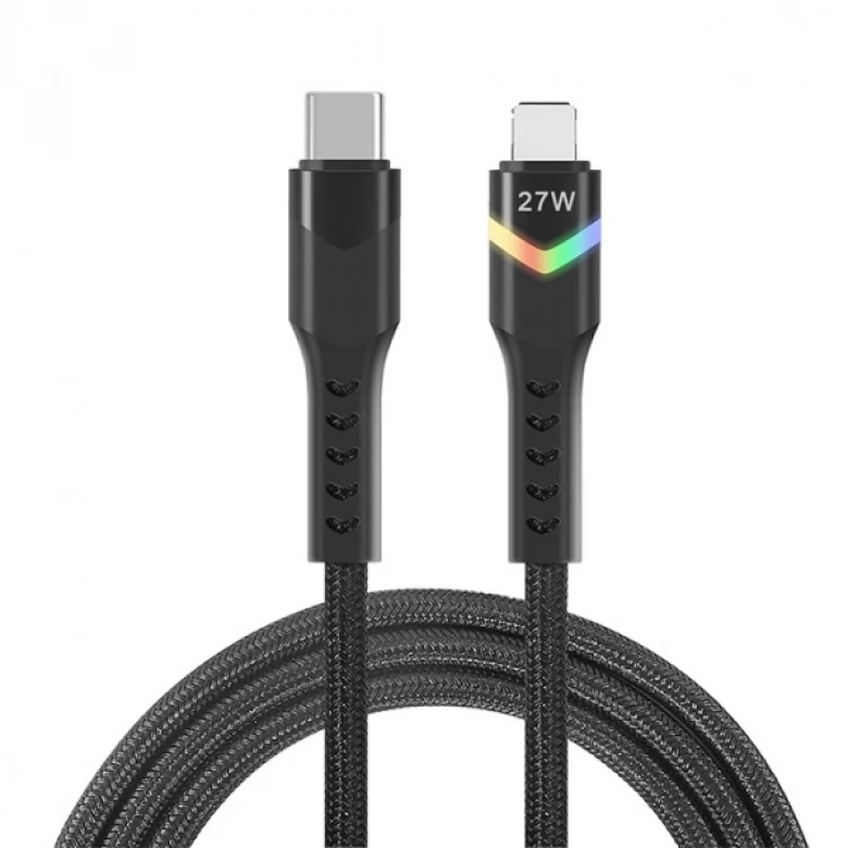 ALLY Led Işıklı 27W Type-C To iPhone Lightning Hızlı Şarj Kablosu 1m