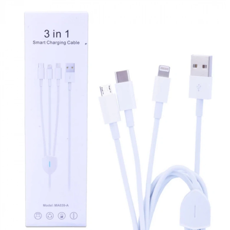 Ally Ma039-A Usb-Type-C, Micro Usb & Lightning 3in1 Usb Kablo