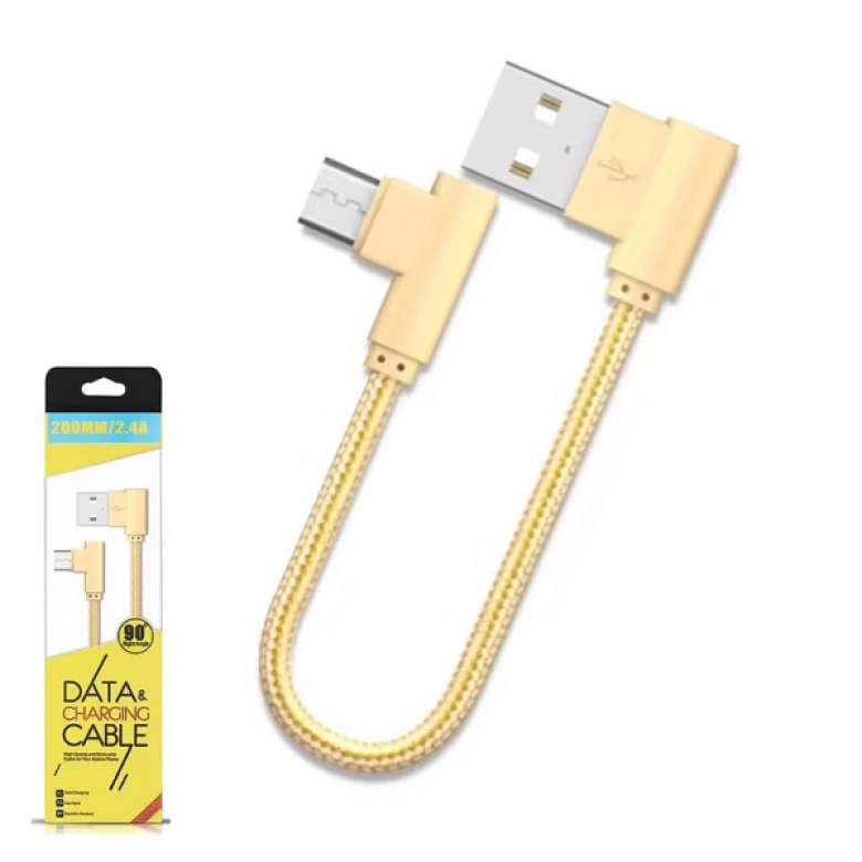 Ally Micro Usb Eğik Başlı Halat Usb Kablo 0,20cm Kısa Kablo