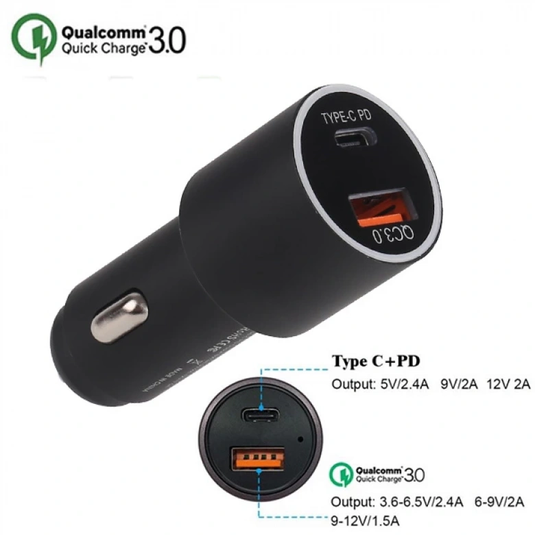 Ally Qualcomm Çift Port PD QC 3.0A Hızlı Araç Şarj Cihazı