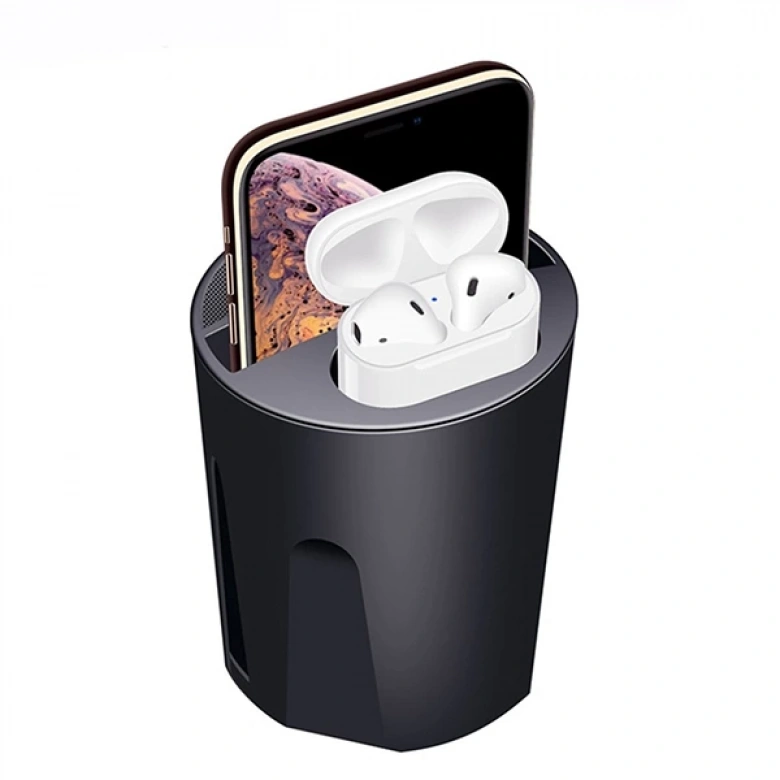 ALLY X9A Cup Araç İçin İPhone 11-12 Kablosuz Şarj Cihazı Airpods Şarj 2 Usb