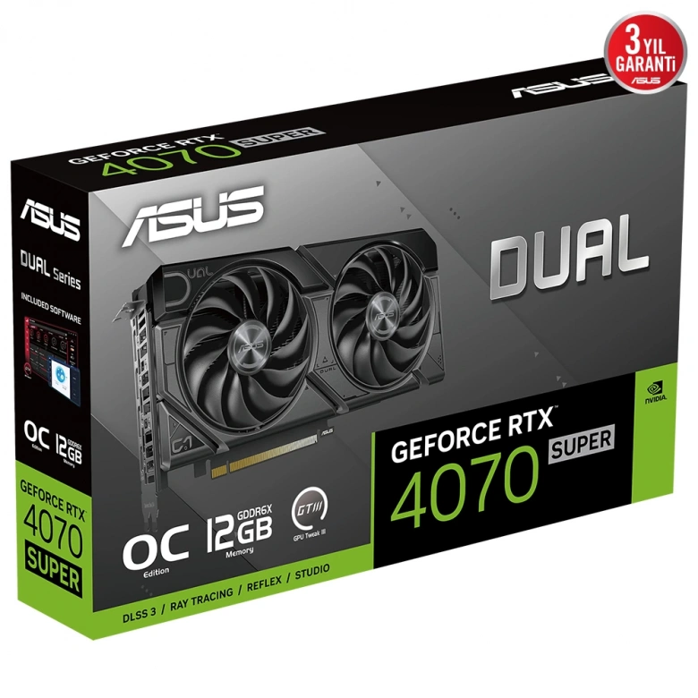 ASUS DUAL-RTX4070S-O12G-EVO GDDR6X 12GB HDMI DP 192Bit