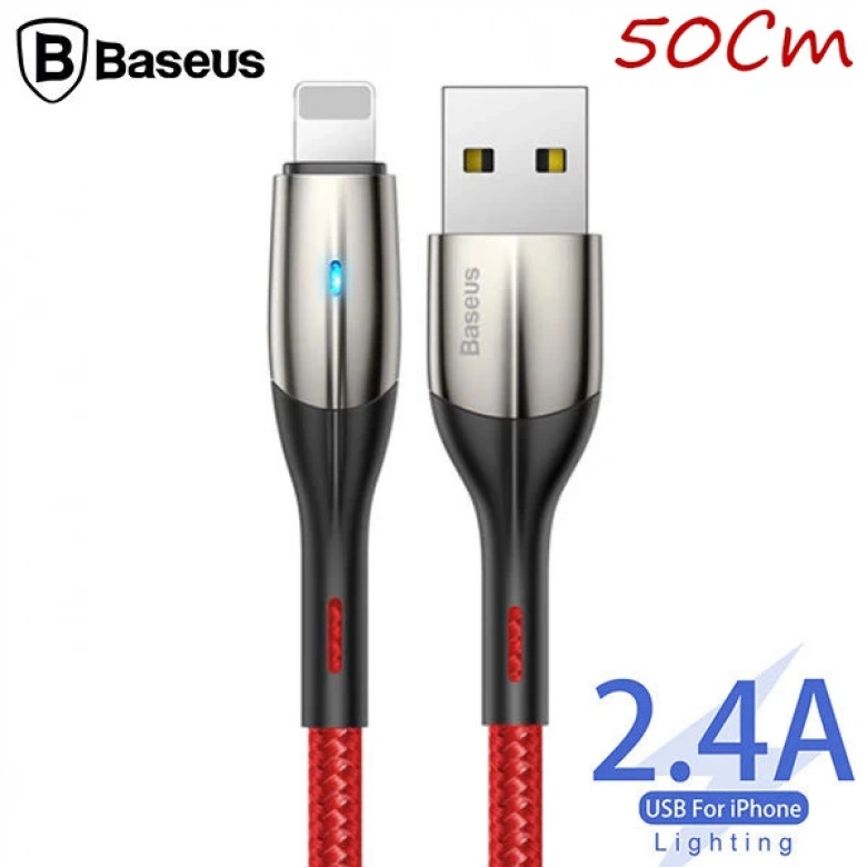 Baseus Horizontal İPhone 12,11, XS,XR,İP7,İP8 0.50CM 2.4A Hızlı Şarj Usb Kablosu