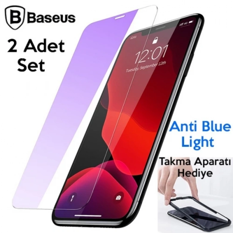 Baseus iPhone 11 Pro Max- XS Max Tempered Cam Ekran Koruyucu 0.15mm Anti-Bluelight 2 Adet Set