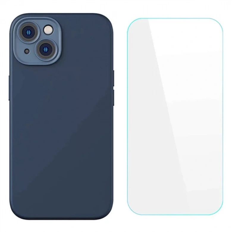 Baseus Liquid Silica Gel iPhone 14 6.1 Silikon Kılıf + Tempered Ekran Koruyucu Set