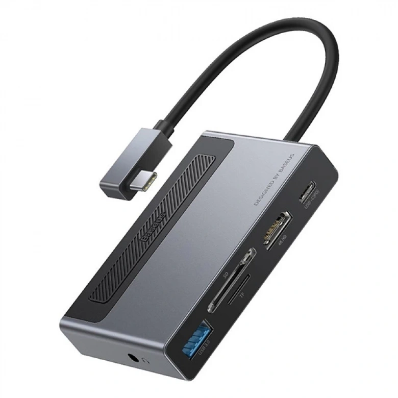 Baseus Magic Çok Fonksiyonlu Klipsli Type-C HUB 6in1 (USB3.0+SD+TF+HDMI+Type-C+3.5mm) Adaptör Çoklay