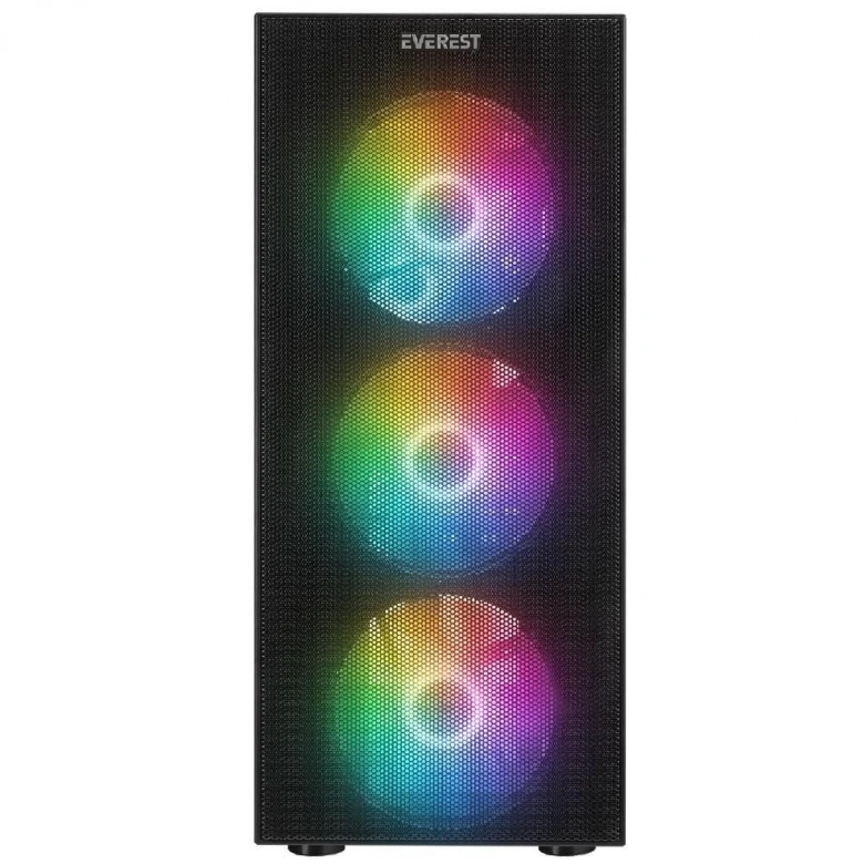 EVEREST FACED V5 MESH 600W RGB SİYAH GAMİNG KASA