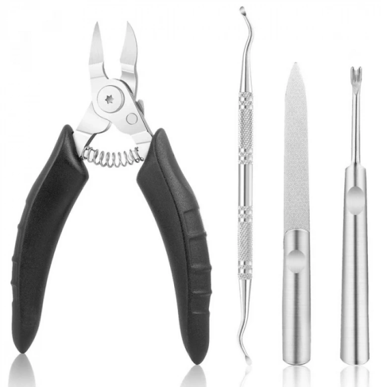 EZERE Paslanmaz Çelik Pedikür Seti 4 Parça(Özel Tırnak Makası