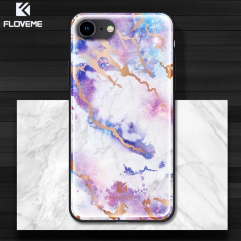 Floveme iPhone SE3-SE2 İPhone 8-7 Kılıf Mermer Desenli Premium Silikon Kılıf