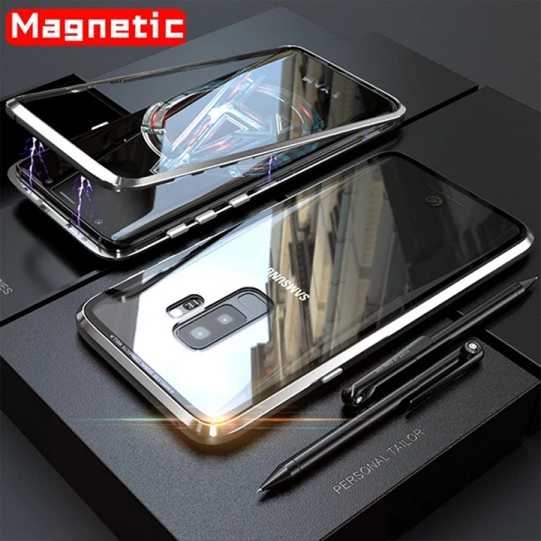 Galaxy S9 Mıknatıslı 360 Koruma Arkası Cam Metal Frame Kılıf