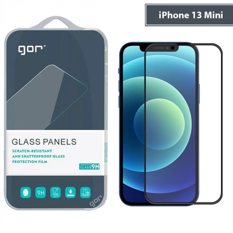 GOR iPhone 13 Mini 5.4 9D Hardening Tempered Full Cam Ekran Koruyucu