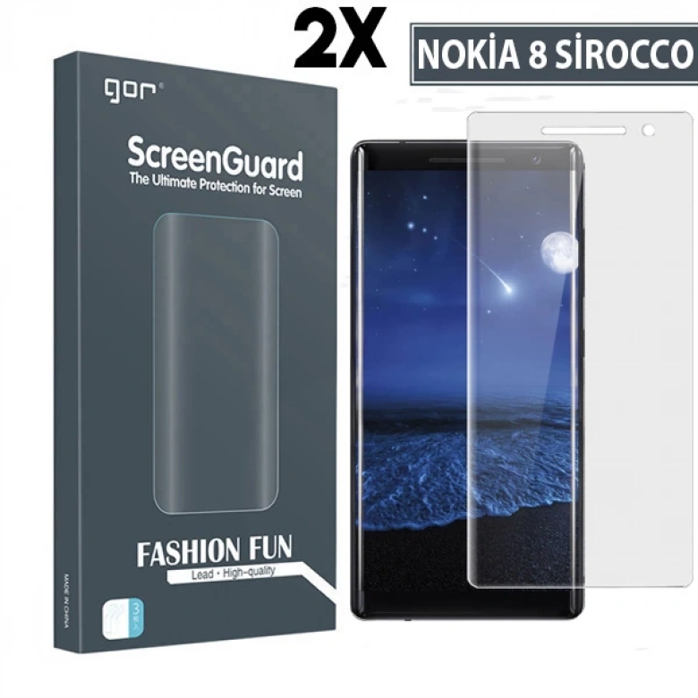 Gor Nokia 8 Sirocco 3d Kavisli Full Darbe Emici Ekran Koruyucu 2 Adet Set