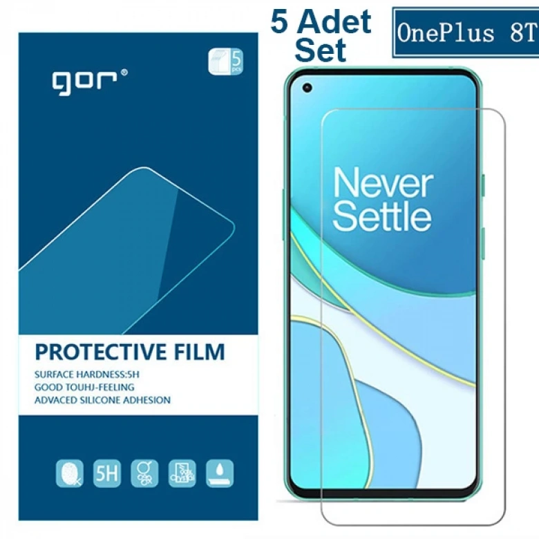 GOR OnePlus 8T HD Darbe Emici Ekran Koruyucu Jelatin 5 Adet Set
