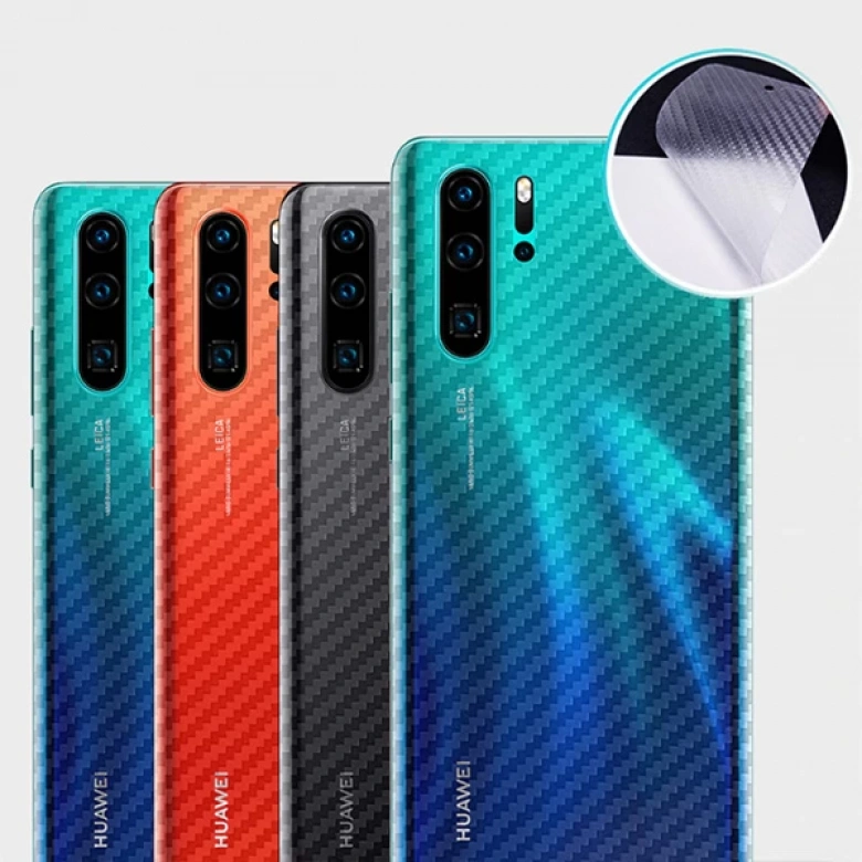 Huawei P30 Pro Şeffaf Karbon Fiber Kaplama Sticker