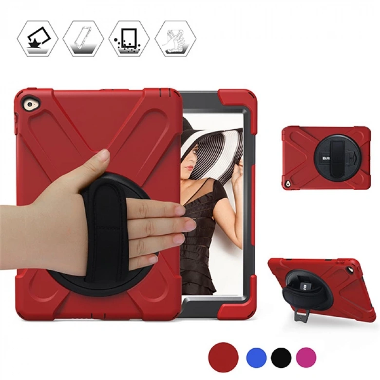 İpad 9.7 2018-2017 Air 2 Shockproof 3 Katmanlı Standlı Zırh Kılıf