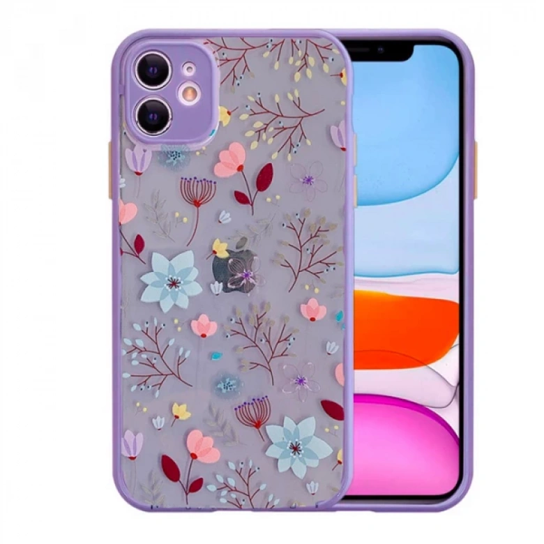 iPhone 11 6.1inç Kamera Korumalı Çiçek Desenli Silikon Kılıf