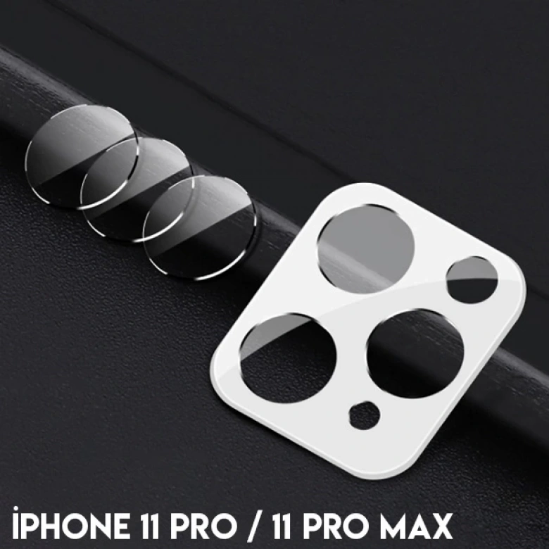 İPhone 11 Pro- 11 Pro Max  Kamera Koruma Metal Lens+ Kırılmaz Cam Set