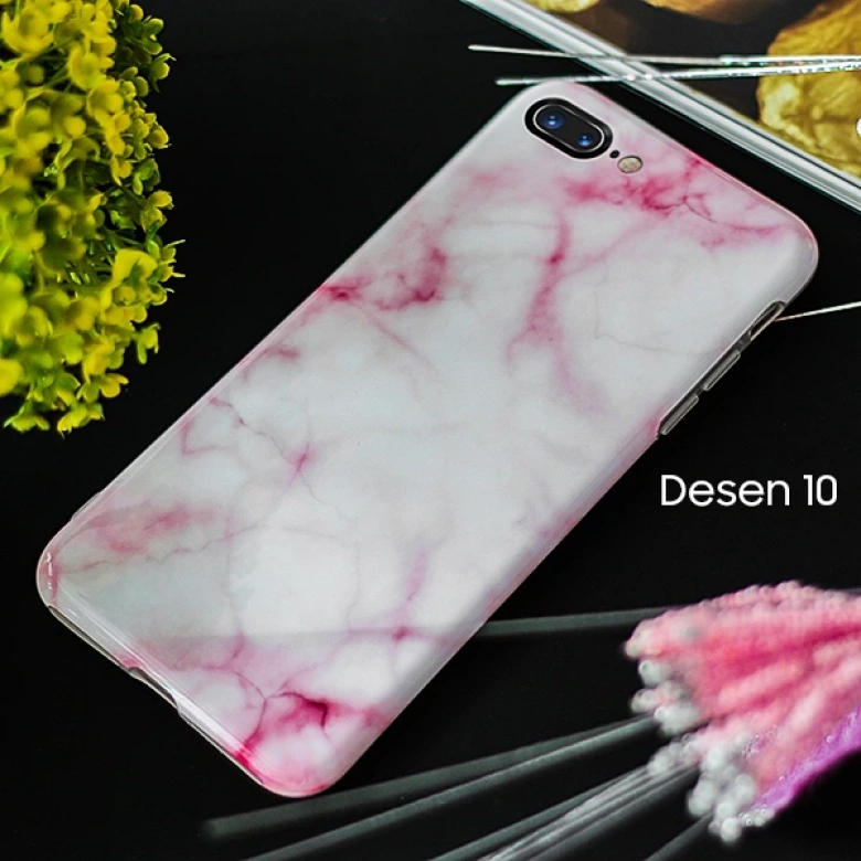 İphone 7 Plus İphone 8 Plus Mermer Taş Görünümlü Soft Silikon Kılıf