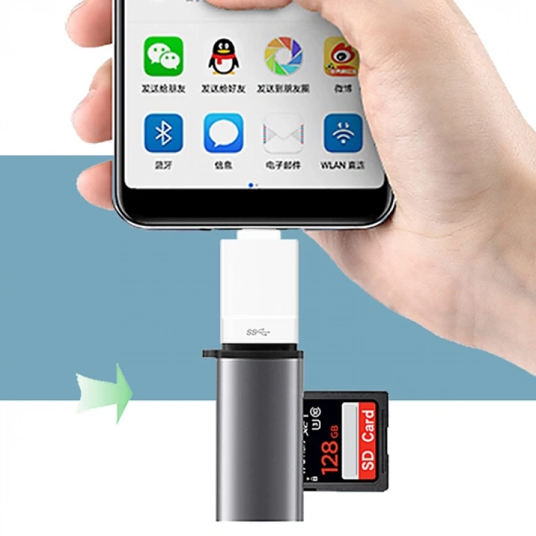 İPhone NK-03 Usb to Otg SD Kart Okuyucu İPhone 14-13-12 11